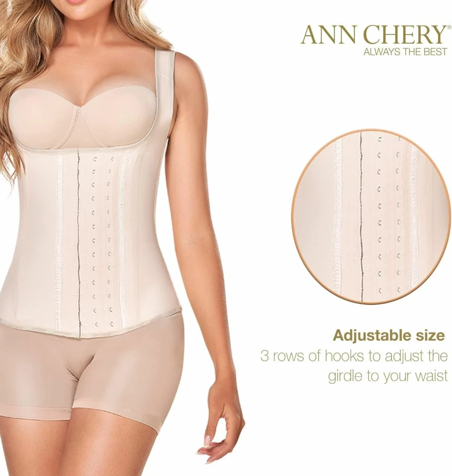 Ann Chery Women's Waist Trainer Corset - Colombian Body Shaper for Weight Loss & Tummy Control with Adjustable Straps & 3 Hook Closure