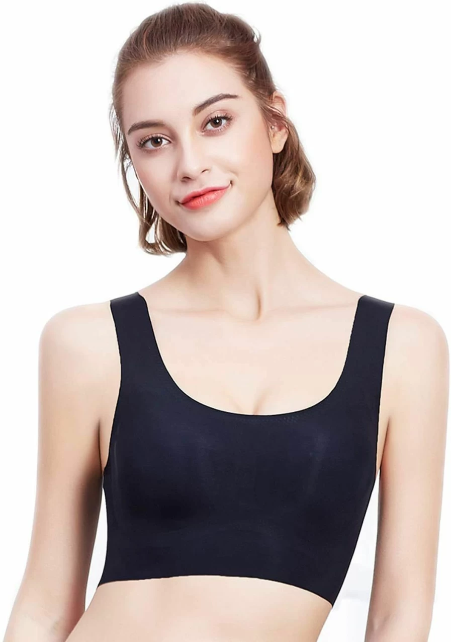 PRETTYWELL Women's Seamless Sleep Bra - Ultra Soft Comfort Wireless Lounge Bra with Removable Pads for A to D Cups