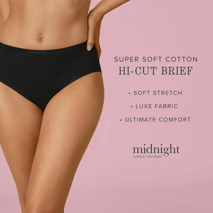 Carole Hochman Women's Cotton Underwear 8-Pack: Soft, Stretch, Full Coverage High-Cut Briefs Multipack