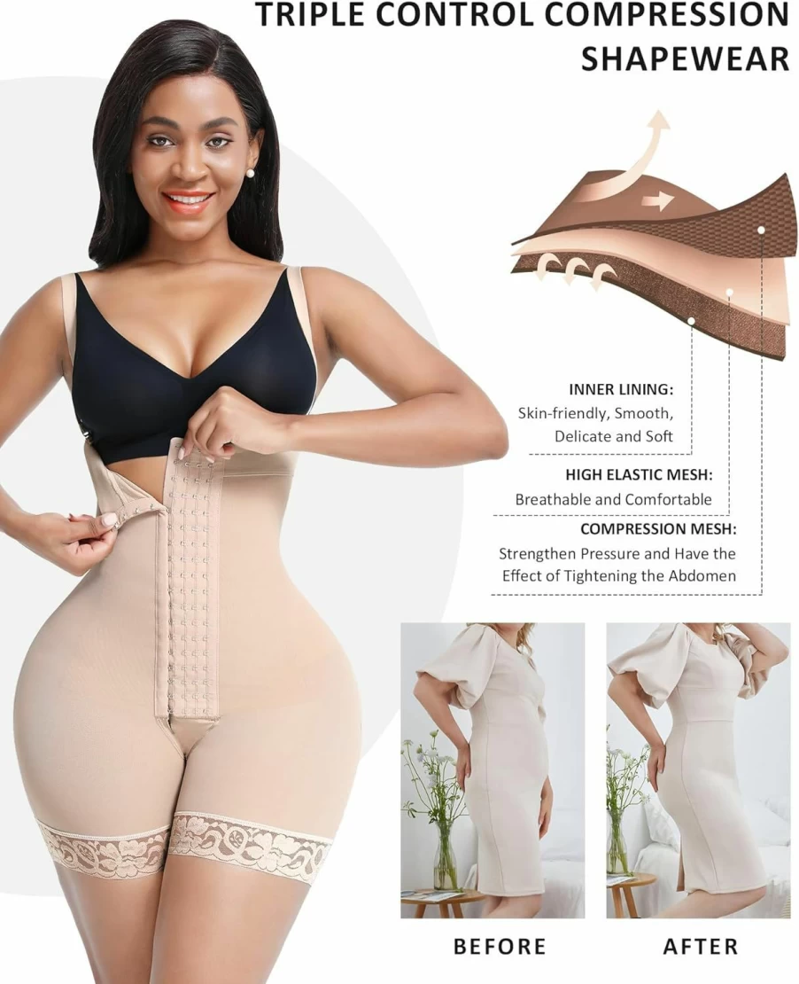 FeelinGirl Colombian Fajas for Women - Postpartum & Post Surgery Shapewear with Tummy Control - High Compression Body Shaper Garment