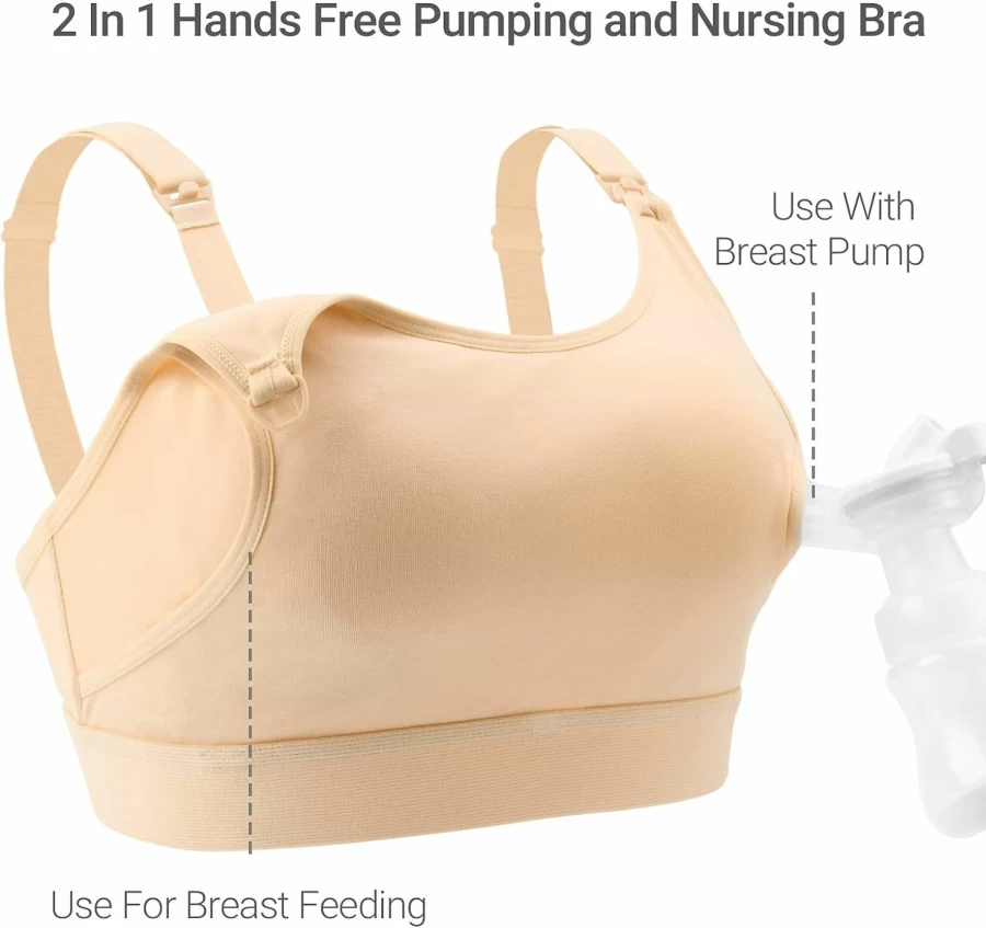 Momcozy Hands-Free Pumping & Nursing Bra - Adjustable Maternity Bra for Breast Pump Use, Comfortable Dual-Purpose Design