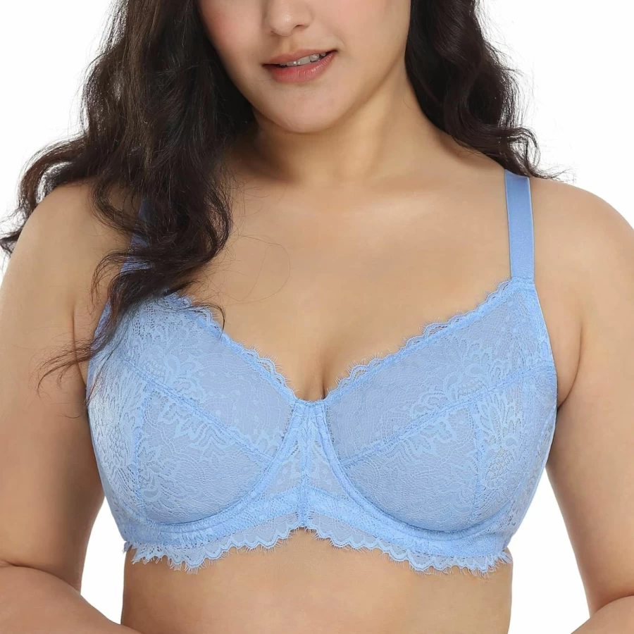 HSIA Women's Plus Size Minimizer Bra - Full Coverage Underwire Lace Bra, Non-Padded & Unlined