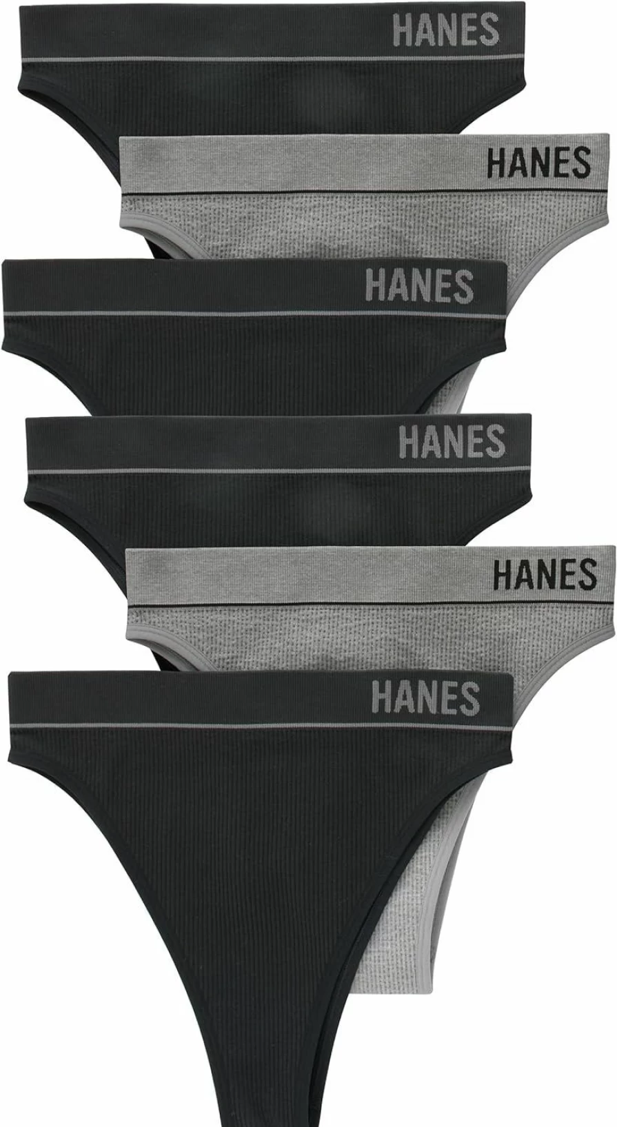 Hanes Women's Seamless Rib Hi-Rise Cheeky Panties 6-Pack - Assorted Colors, Comfortable Underwear