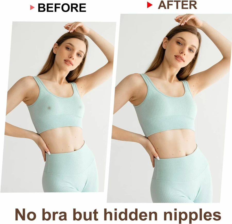 AMFLOWER Reusable Nipple Covers for Women - 6 Pairs Invisible Pasties, Beige Nipple Shields, Adhesive Breast Petals for Comfort & Discretion