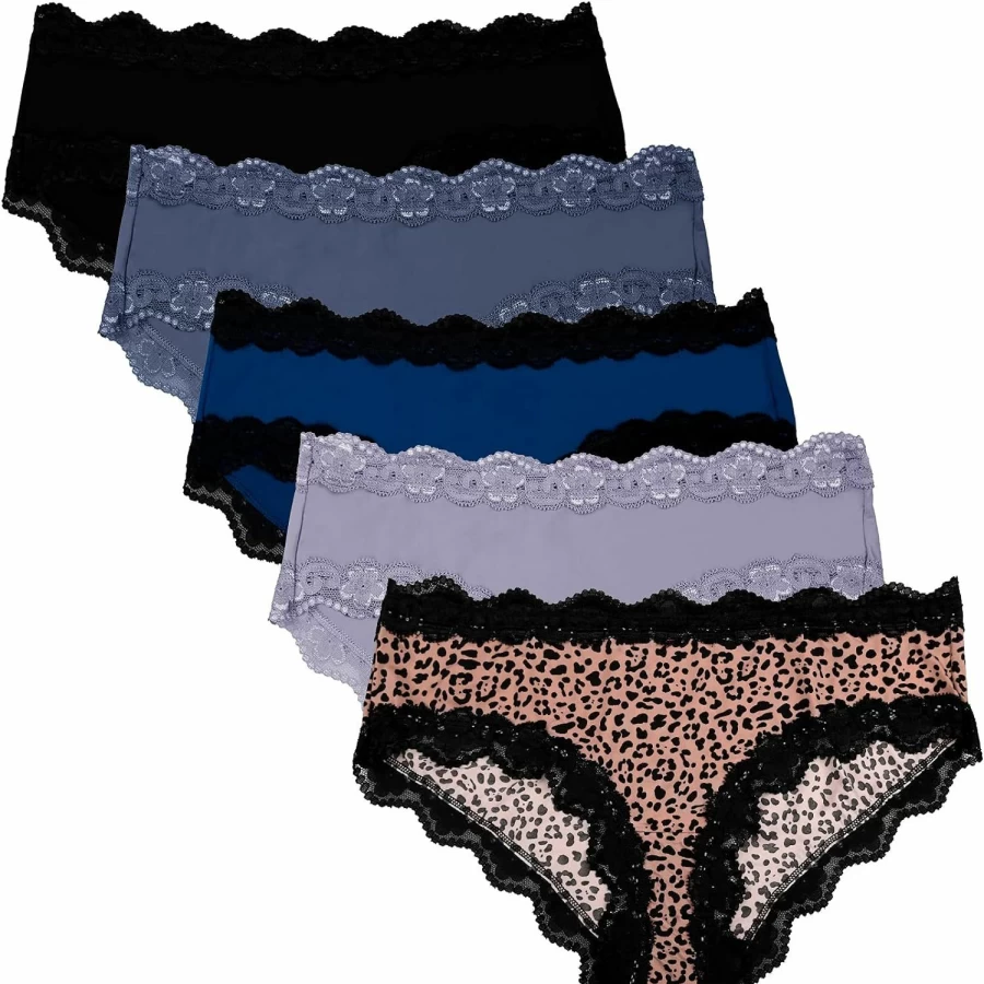 ADOVAKKER Women's Low Rise Hipster Panties Multipack - Breathable Micro Smooth Briefs with Fun Prints