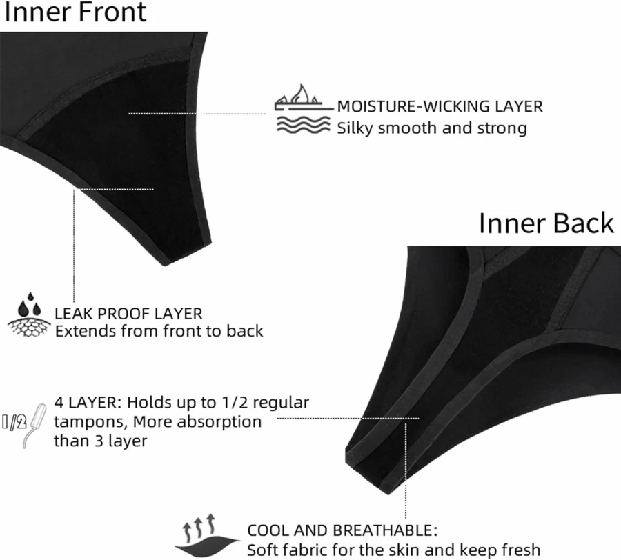 Mordlanka Leak-Proof Period Thong for Women – Sexy Nylon Underwear for Comfort & Protection