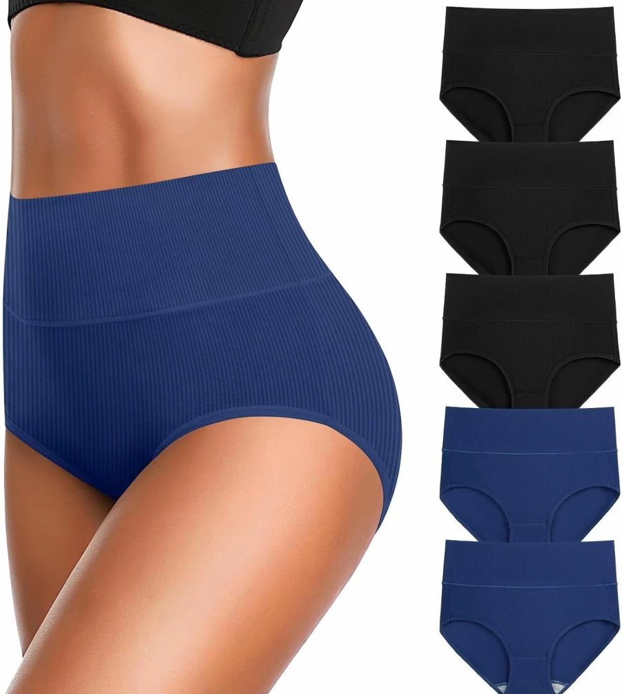JojoQueen Women's High Waist Cotton Underwear - Soft, Super Stretchy Full Coverage Briefs - Comfortable Panties for Women