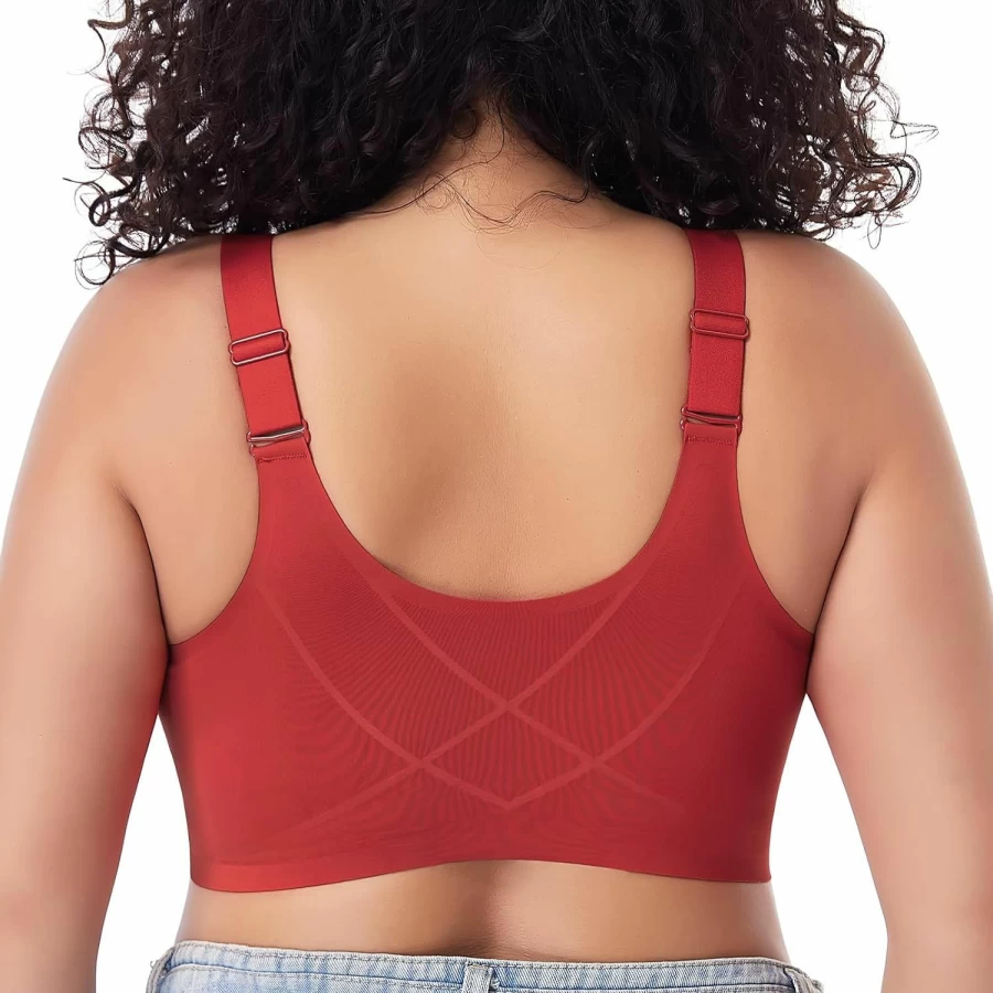 Starmiss Seamless Wireless Bra for Women - Front Closure Posture Support & Smoothing Comfort Bras