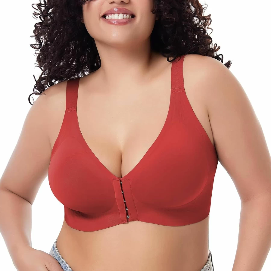 Starmiss Seamless Wireless Bra for Women - Front Closure Posture Support & Smoothing Comfort Bras