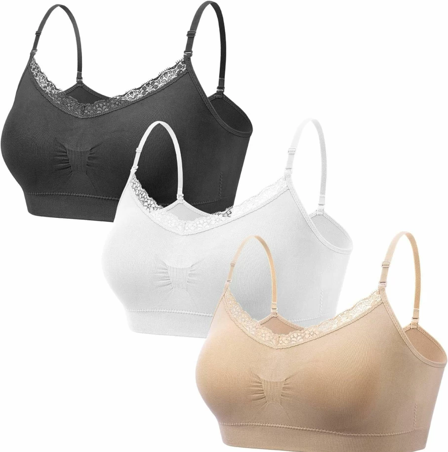 Coobie Comfortable Lace V-Neck Bra for Women - Wireless, Seamless, Soft Support Everyday Wear