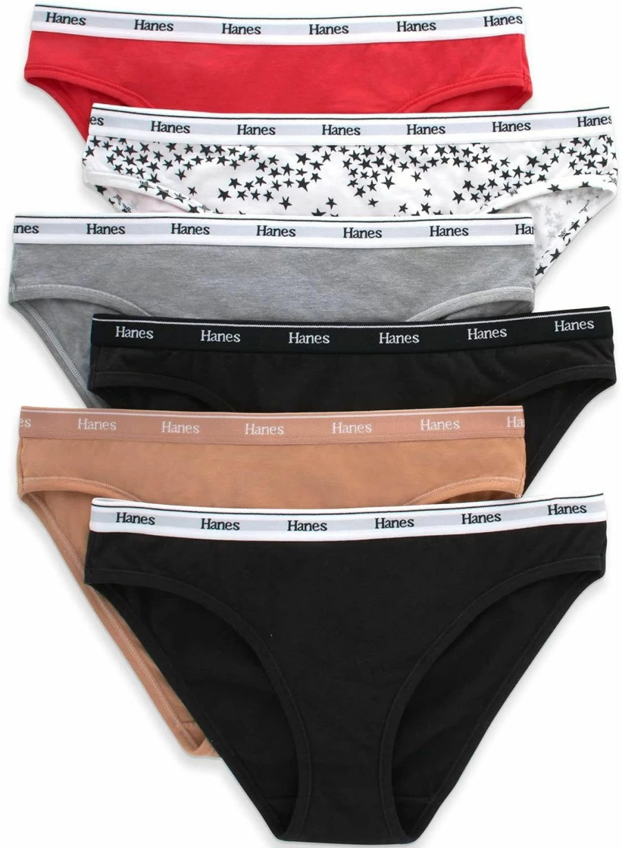Hanes Women's Cotton Bikini Panties 6-Pack - Breathable, Stretch Underwear Assorted Colors