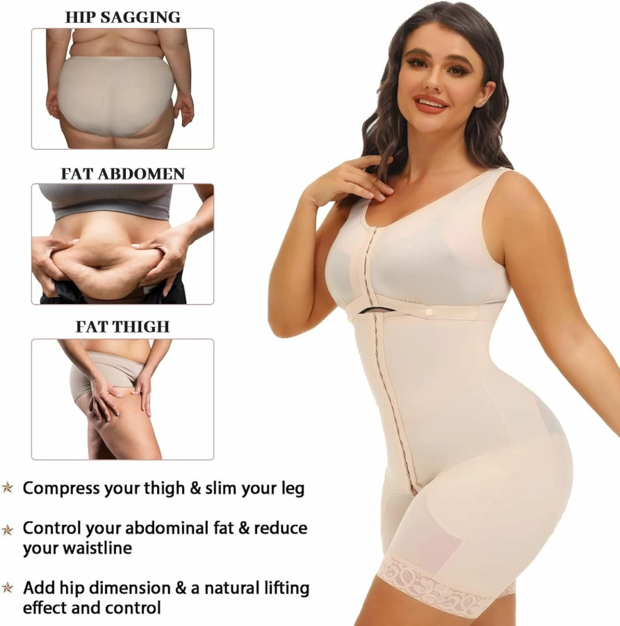 Welooc Colombian Shapewear for Women - Tummy Control Bodysuit, Waist Trainer, Butt Enhancer, Full Body Shaper for Postpartum & Weight Loss