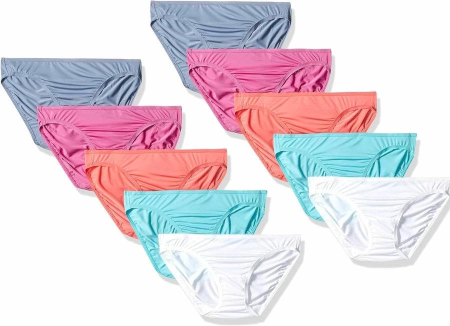 Fruit of the Loom Women's 10-Pack Microfiber Bikini Underwear - Soft Comfort Briefs