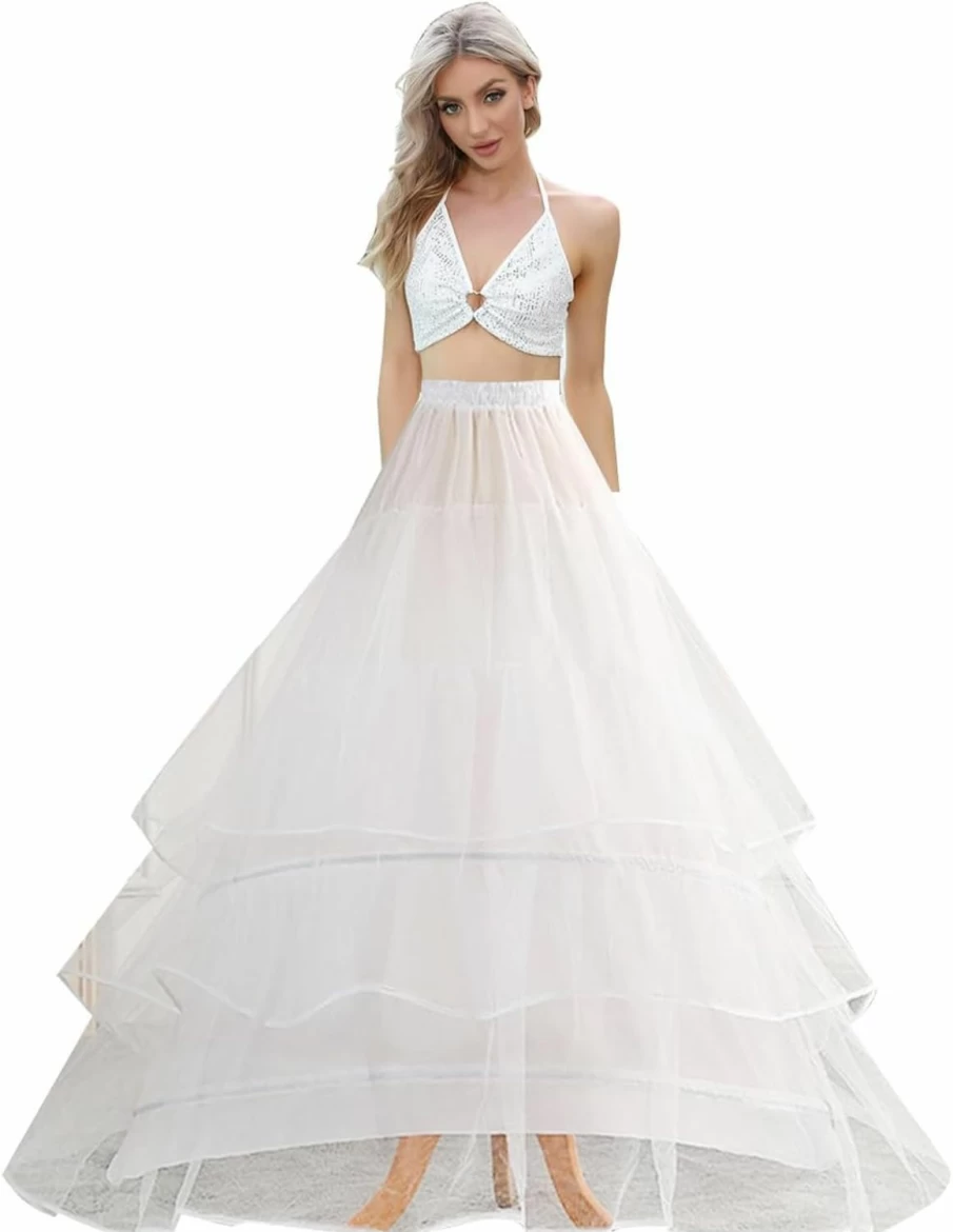 ELTONGUU 8-Layer Tulle Petticoat Underskirt for Wedding Dresses – Hoopless Crinoline Bridal Skirt