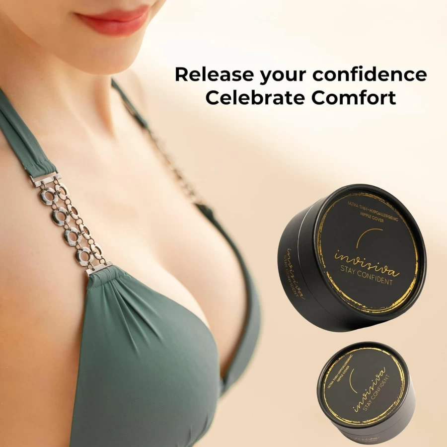 Invisiva Reusable Silicone Nipple Covers for Women - Waterproof, Ultra Thin, Adhesive Pasties - Sticky Petals for Comfort & Discretion