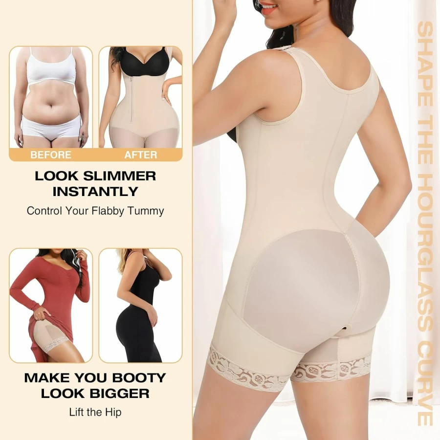 FeelinGirl Fajas Colombianas Shapewear for Women - Open Bust Bodysuit, Butt Lifter, Tummy Control Body Shaper for Slimming & Waist Training