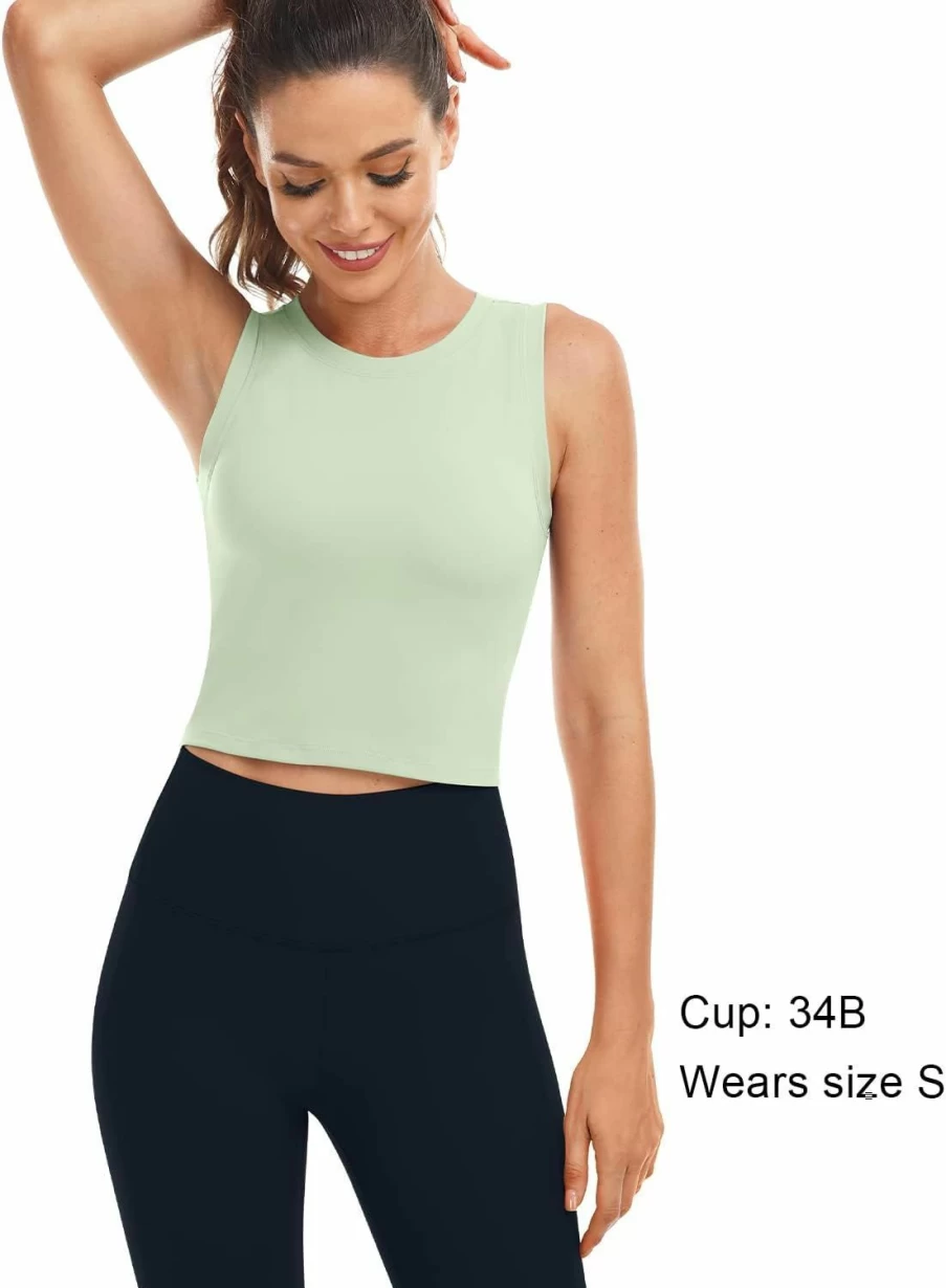 HeyNuts Women's High Neck Longline Sports Bra - Wirefree Padded Crop Top for Workout, A-D Cups