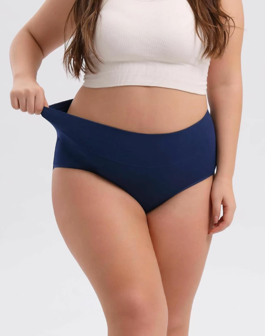 INNERSY Women's Plus Size Cotton Underwear High Waisted Briefs Panties 4-Pack - XL to 5XL Comfortable Breathable Soft Full Coverage