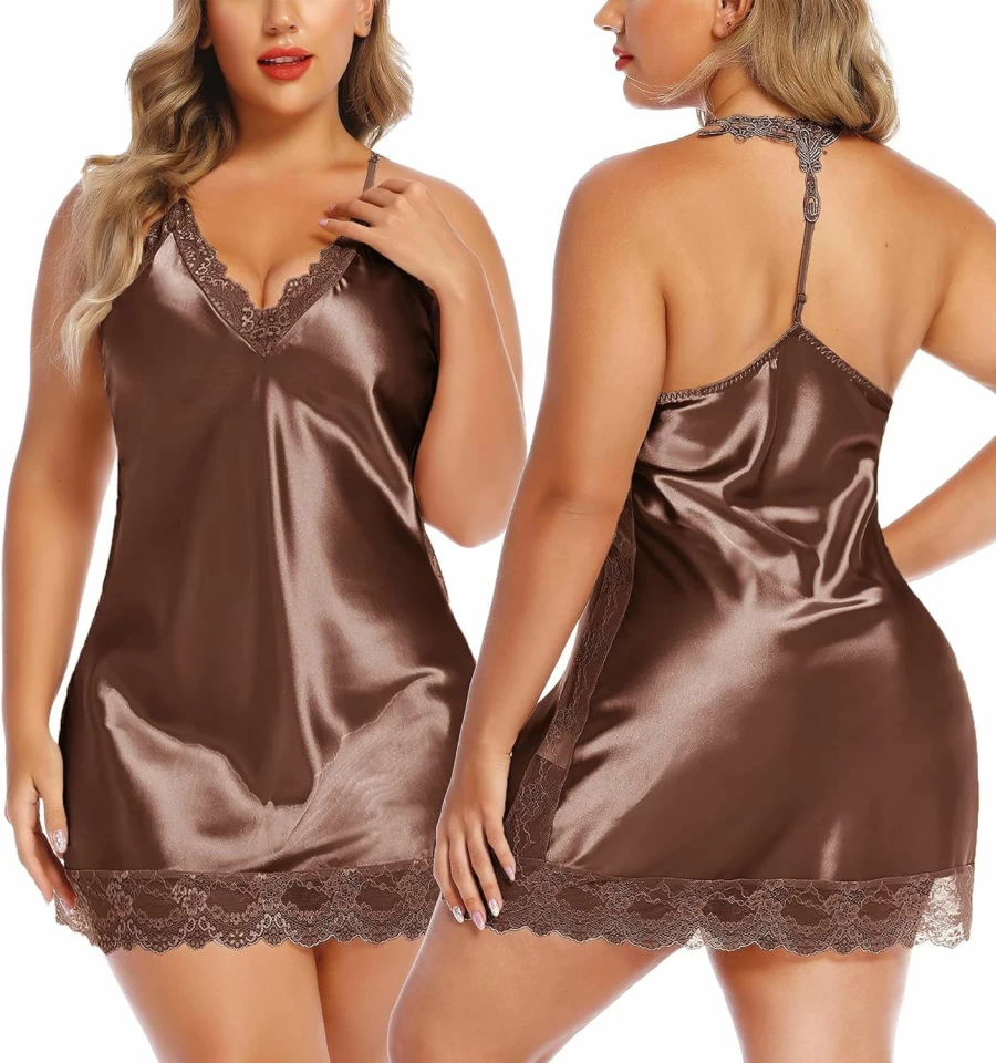 Avidlove Women's Sexy Satin Lace Chemise Nightgown - Comfortable Sleepwear & Lingerie in Sizes S-4XL