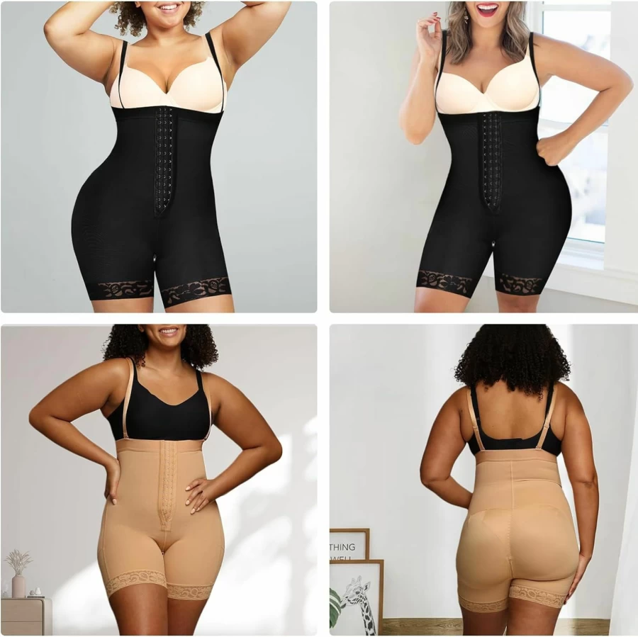 FeelinGirl Post-Surgery Shapewear for Women - Tummy Control Compression Bodysuit with Open Crotch