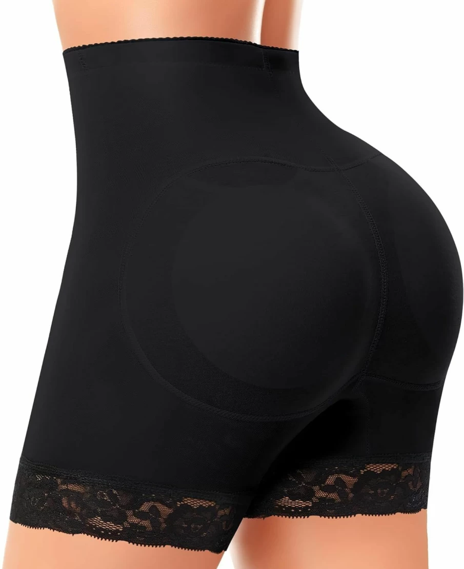 Werena Women's Seamless Butt Lifter Panties - Lace Boyshorts Shapewear with Booty Enhancer Pads
