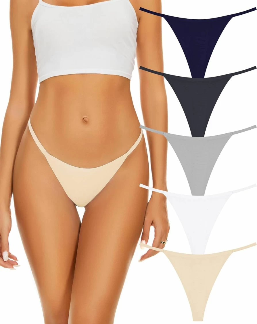 Sunm Boutique Women's Seamless G-String Thong Panties - No Show Underwear Multipack (3/5/6/8 Pack) - Sexy Comfortable Lingerie