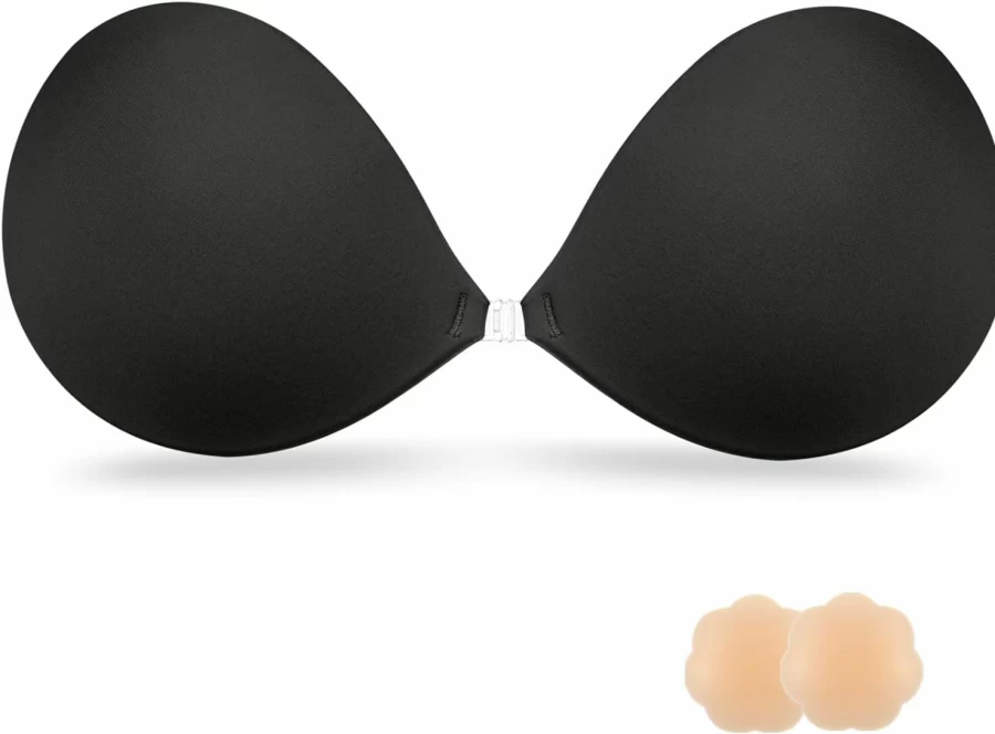 Loxoto Silicone Push Up Bra - Sticky Adhesive Backless Strapless Invisible Bra for Women with Nipple Covers
