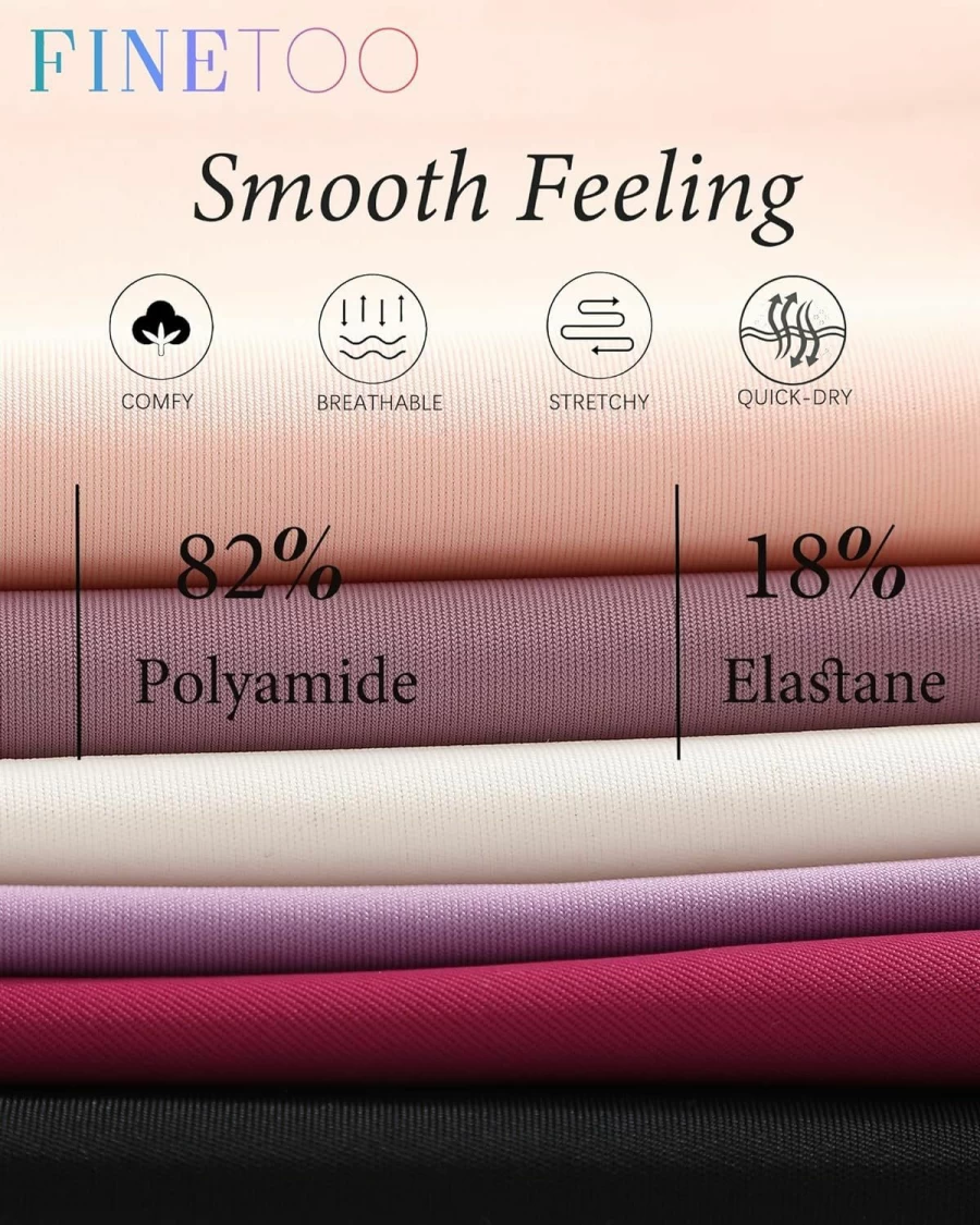 FINETOO 6 Pack Women's Seamless Thong Panties No Show Wavy Edge Underwear Sexy Comfortable S-XL