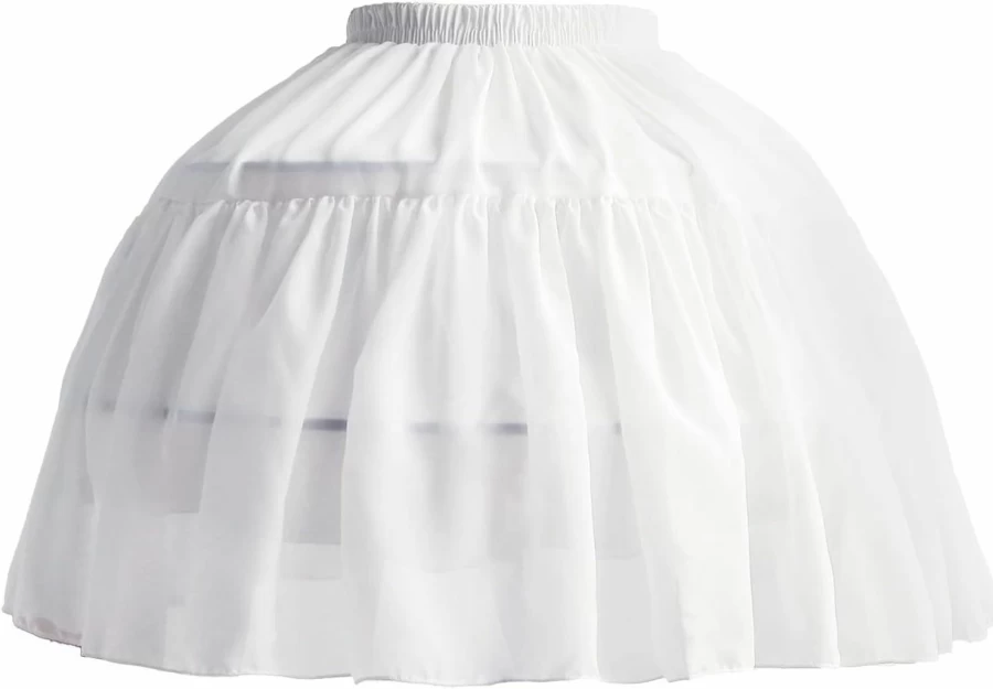 Hanmgowns Women's Lolita Petticoat Underskirt - Chiffon Crinoline Hoop Skirt for Cosplay, Ball Gown, and Big Hem Dresses (White, 2 Hoops, Short Length)