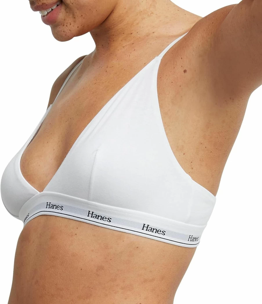 Hanes Women's Breathable Cotton Triangle Bralette 2-Pack - Stretch Comfort Bras