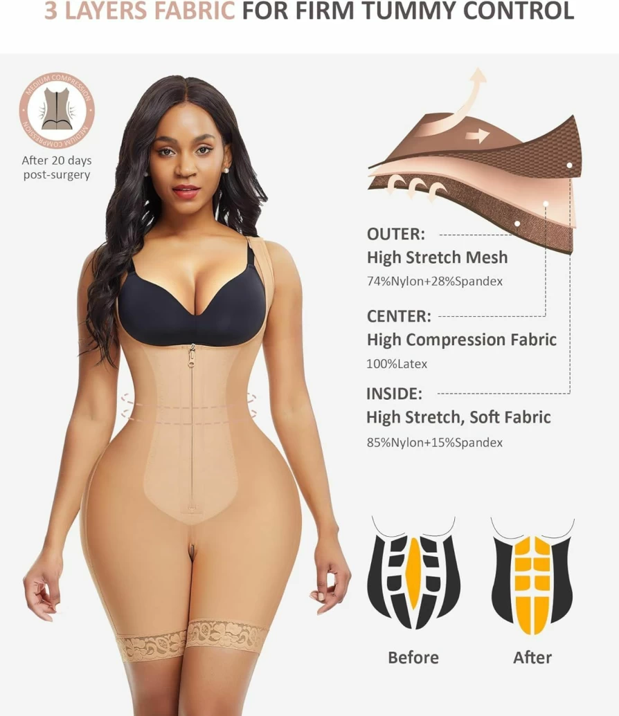 FeelinGirl Post-Surgery BBL Compression Shapewear for Women - Colombian Fajas Tummy Control & Body Shaper Stage 2