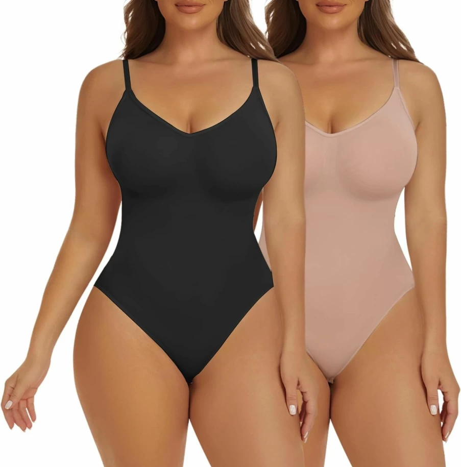 Aaseow Seamless Tummy Control Shapewear Bodysuit for Women - Full Body Slimming Thong Bodysuit