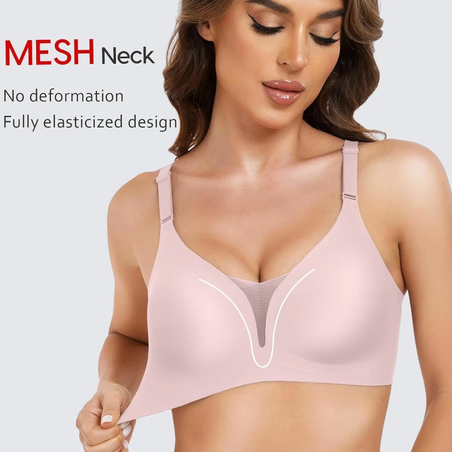 GXOULRRA Women's Wireless Mesh Bralette - Buttery Soft Comfort, Adjustable Straps, Everyday Support Bra for Women