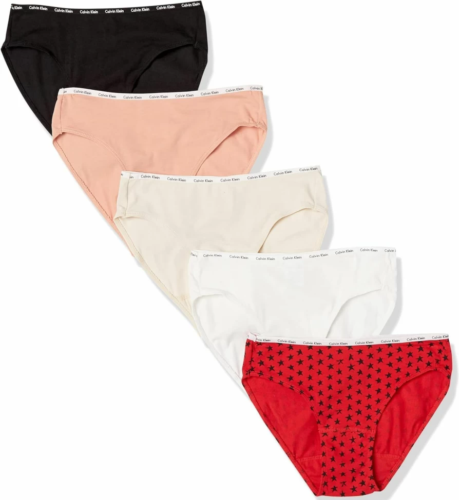 Calvin Klein Women's Cotton Stretch Multipack Bikini Panties with Logo Design