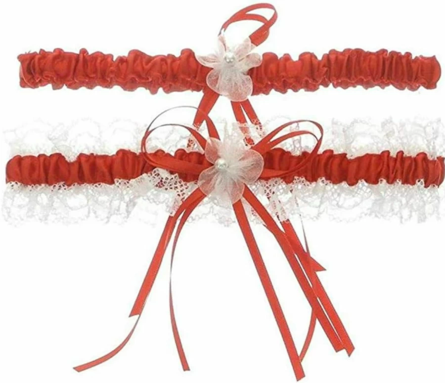 VEPYCLY Elegant Pearl Lace Wedding Garter Set for Bride – Stretch Bridal Leg Garters for Women, Prom & Special Occasions