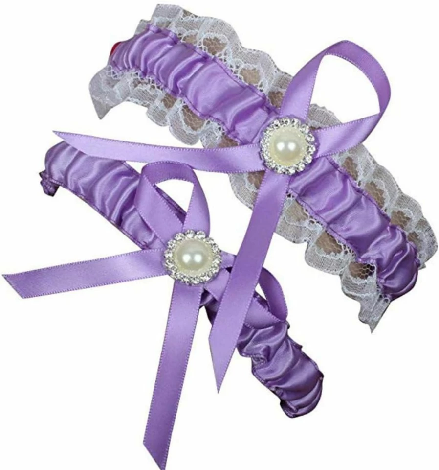VEPYCLY Elegant Pearl Lace Wedding Garter Set for Bride – Stretch Bridal Leg Garters for Women, Prom & Special Occasions