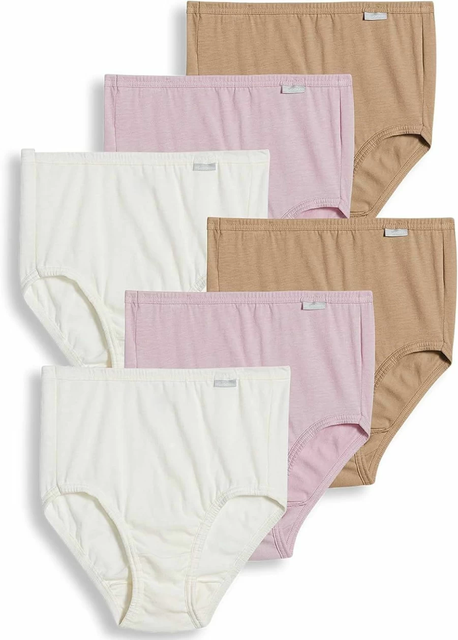 Jockey Women's Plus Size Elance Brief Underwear 6-Pack - Ivory, Light Pink, Comfort Fit, Size 8