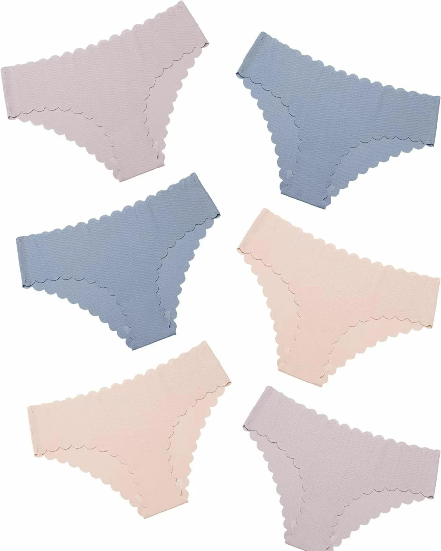 DEANGELMON Women's Seamless No-Show Hipster Panties Multi-Pack - Invisible Stretch Bikini Underwear