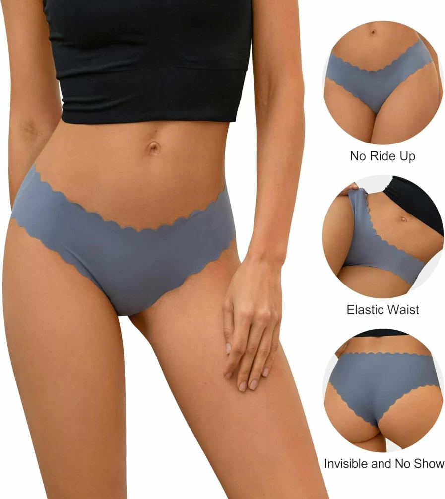 DEANGELMON Women's Seamless No-Show Hipster Panties Multi-Pack - Invisible Stretch Bikini Underwear