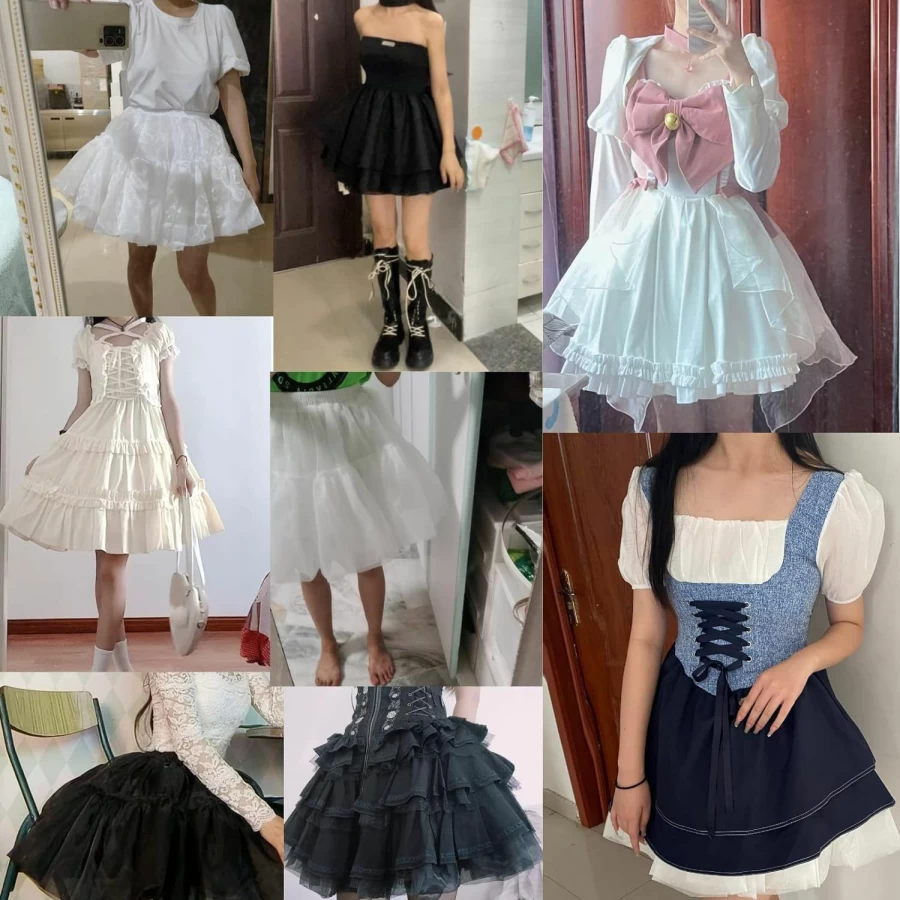 FERE8890 Women's Short Tulle Crinoline Underskirt - Hoopless Bubble Petticoat for Dresses, Above Knee Length