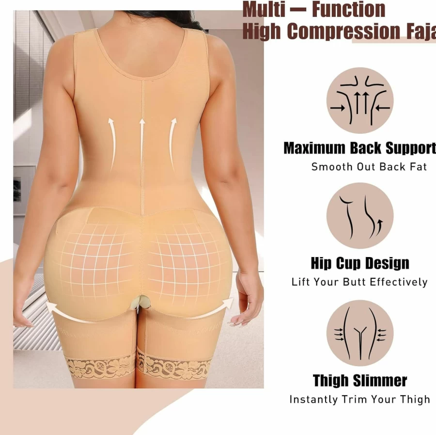FeelinGirl Faja Colombiana Post-Surgery Shapewear for Women - Full Body Compression Girdle with Tummy Control, Butt Lifting & Thigh Slimming