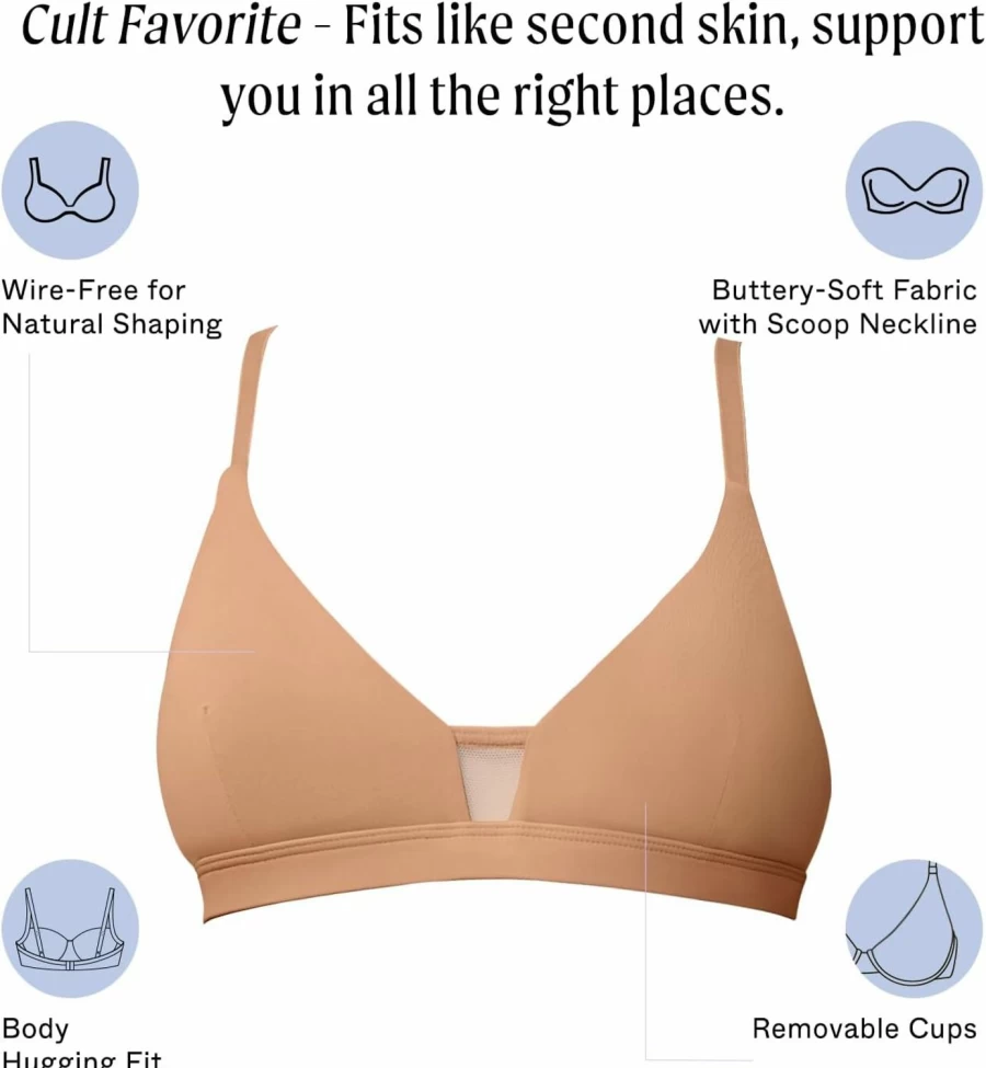 Pepper Limitless Wirefree Scoop Bra - Wireless Comfort Bra for Women, Removable Cups, Ultra-Soft Fabric, Supportive Body-Hugging Fit