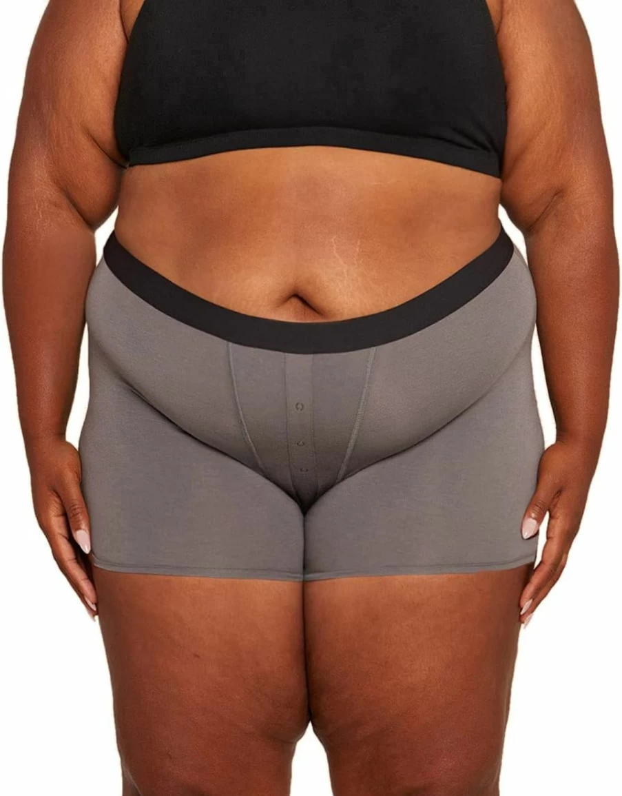 THINX Modal Cotton Boyshort Period Underwear for Women - HSA/FSA Approved, Leak-Proof, Holds 5 Tampons, Black, Medium - Sustainable Feminine Care