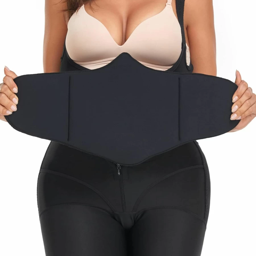 PAZ WEAN Post-Surgery Abdominal Compression Board for Lipo & Tummy Tuck Recovery - 360 Wrap Around Foam Support with Side Panels, Brown