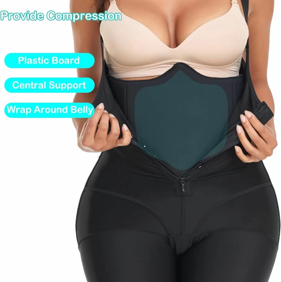 PAZ WEAN Post-Surgery Abdominal Compression Board for Lipo & Tummy Tuck Recovery - 360 Wrap Around Foam Support with Side Panels, Brown