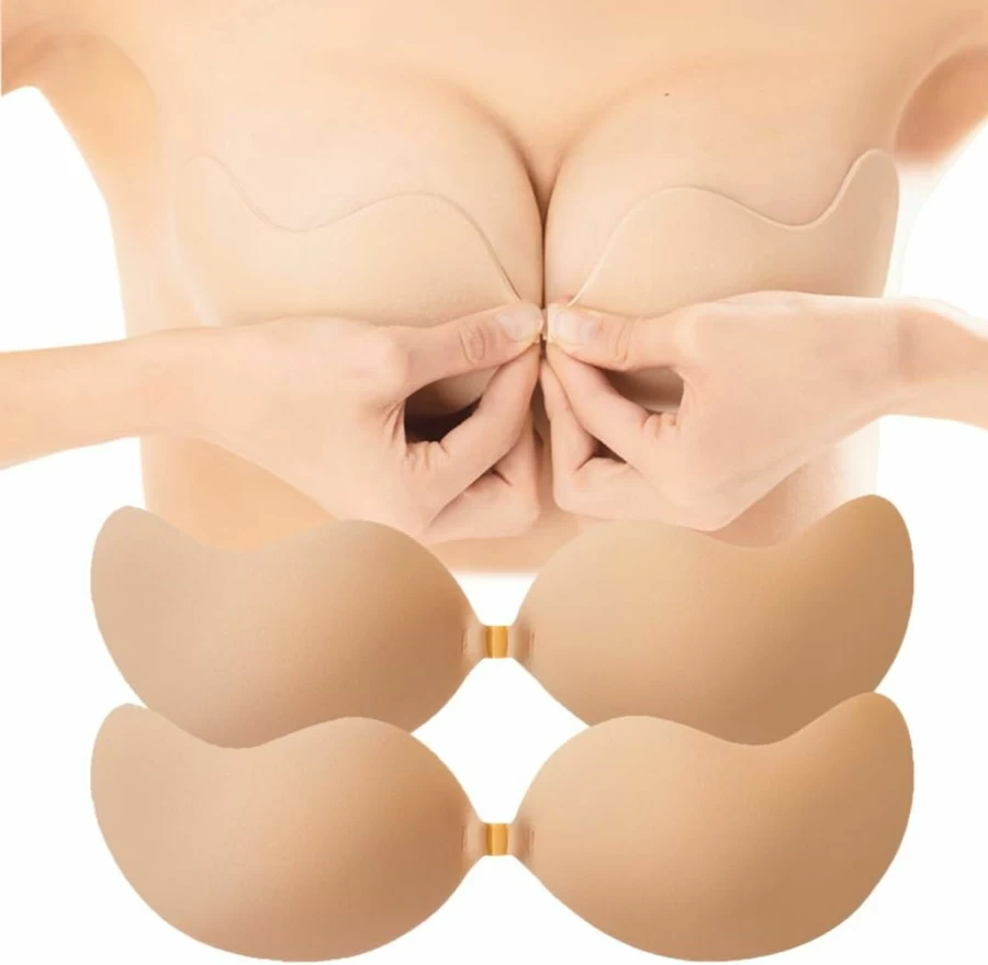 Sasiga Sticky Bra 2 Pairs - Backless, Strapless, Adhesive Push Up Bra for Women - Invisible Lift Silicone Bras for Deep V Neck Dresses