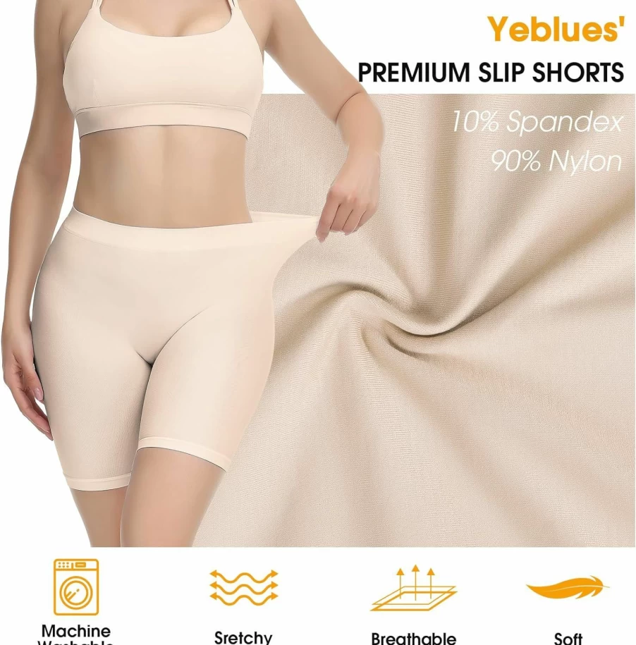 Yeblues Women's 3-Pack Seamless Shapewear Shorts - Breathable Boyshorts for Yoga, Cycling, Workout & Under Dresses