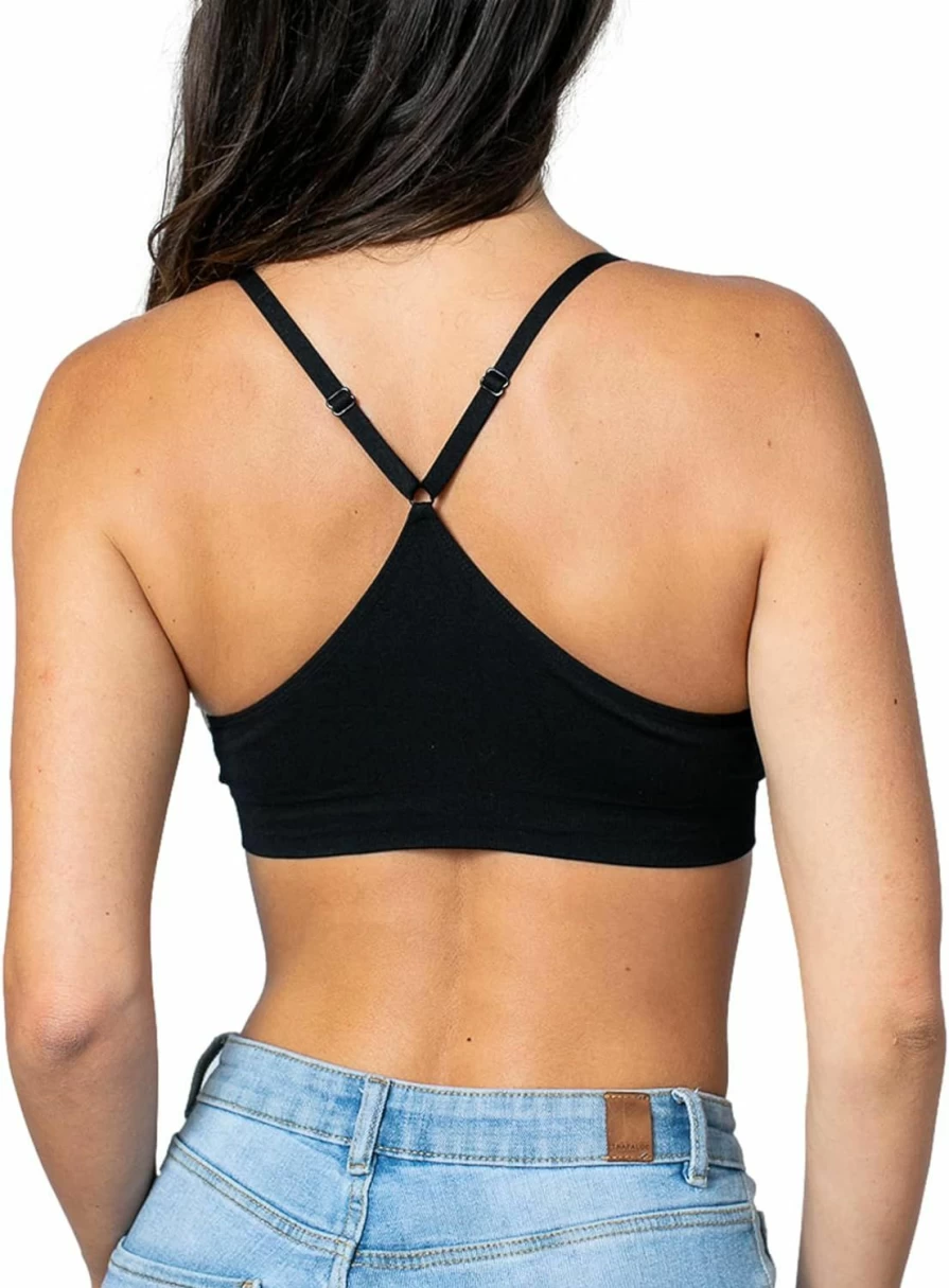 Blue 55 Women's Sexy Racerback Bralette - Wireless Deep V-Neck Bra with Removable Padding for Everyday Comfort