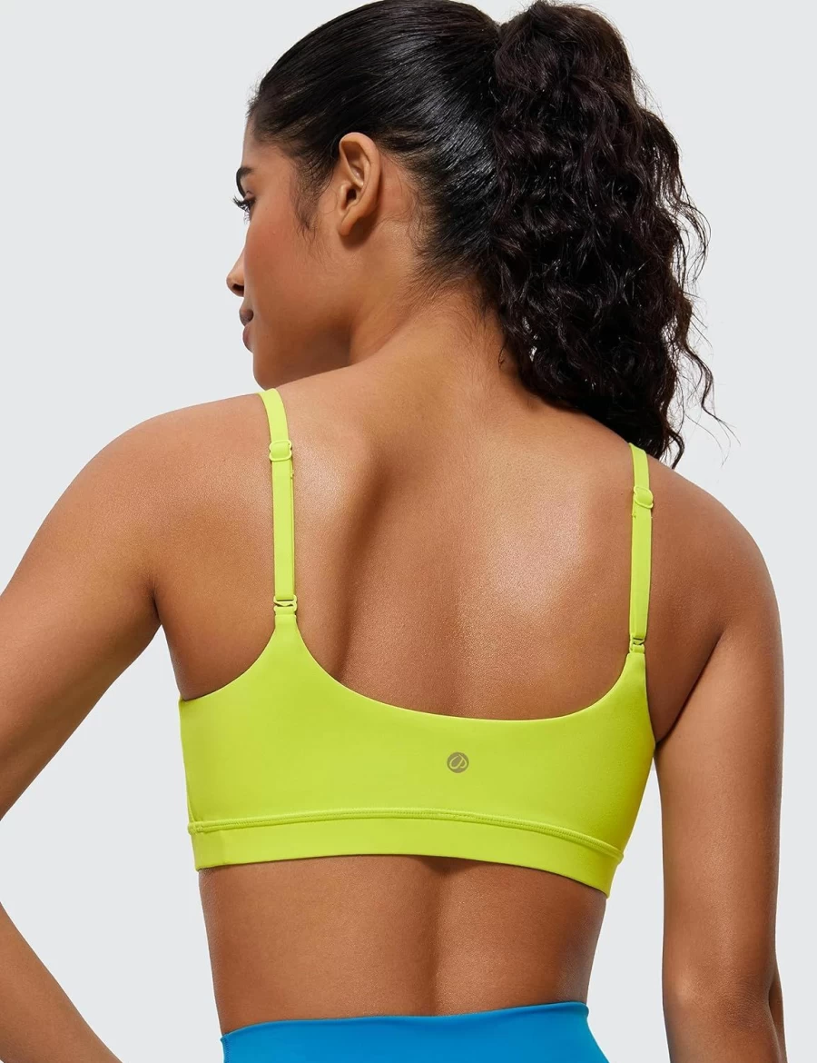 CRZ YOGA Women's Butterluxe Sports Bra - Wireless Adjustable Spaghetti Strap Crop Top for Yoga & Workout